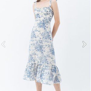 Chichwish Swallow and Rose Printed Tie-Strap Midi Dress